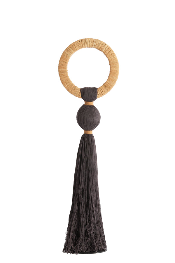 Ornament 14x62 cm YAVIZA dark brown+raffia sand