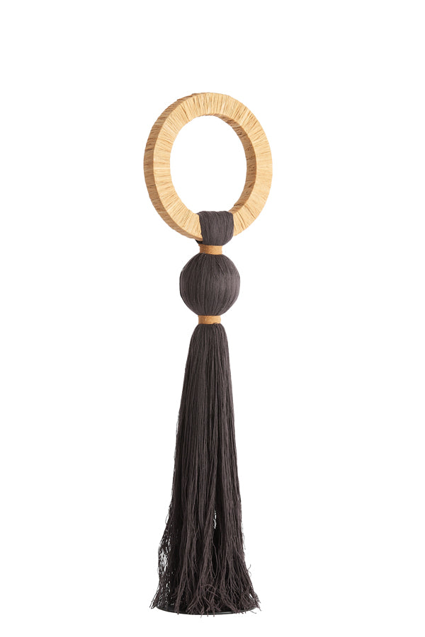 Ornament 14x62 cm YAVIZA dark brown+raffia sand
