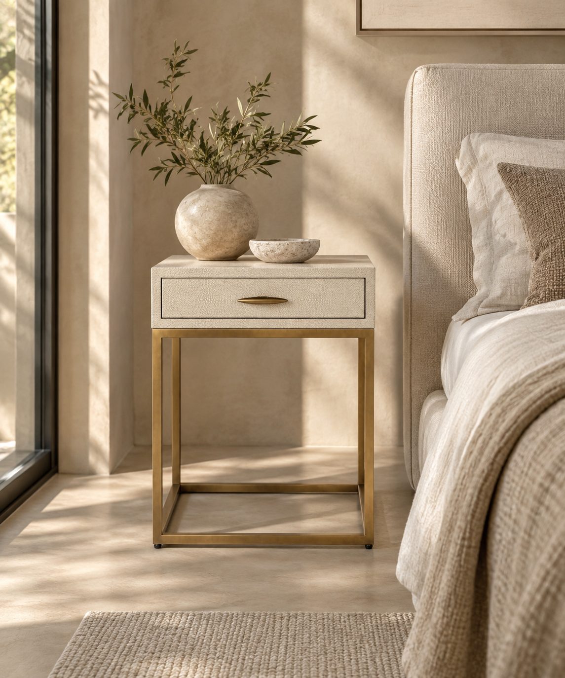 Hampton Bedside - Ivory Shagreen