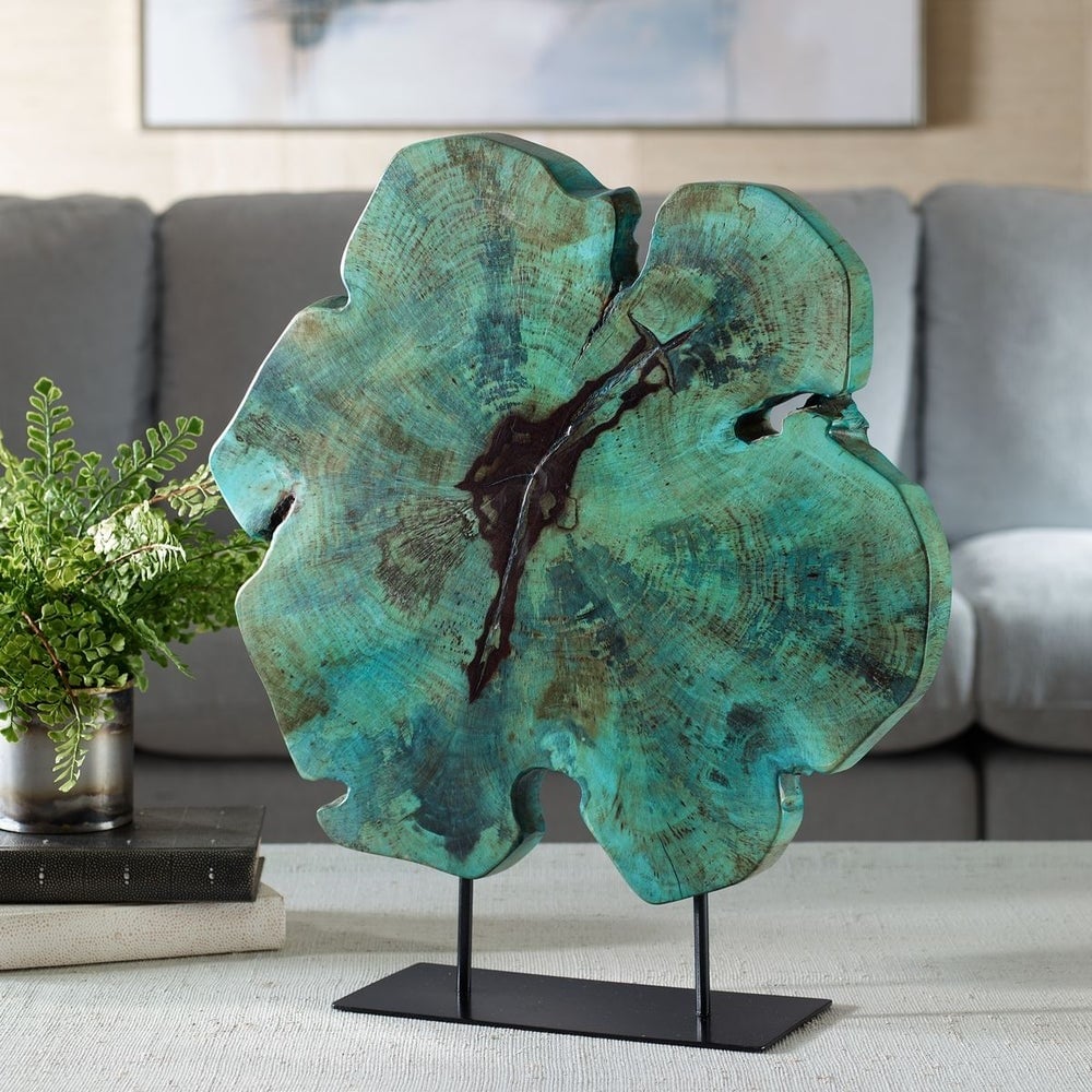 Bahati Mounted Wooden Sculpture in Blue