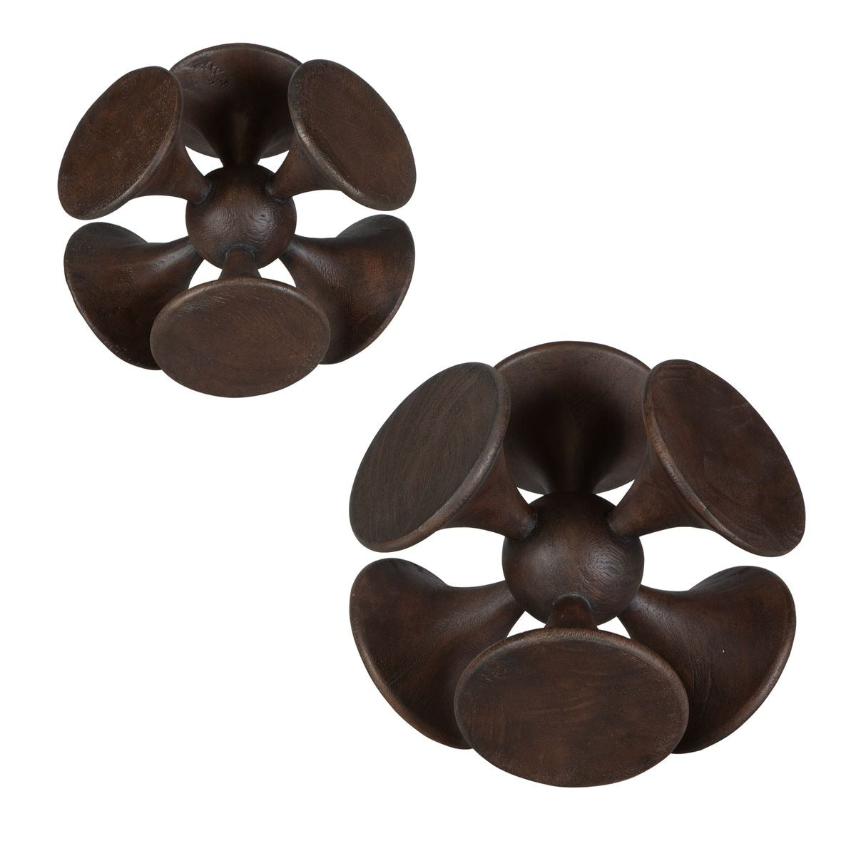 Balanced Harmony Dark Wooden Sculptures, Set of 2