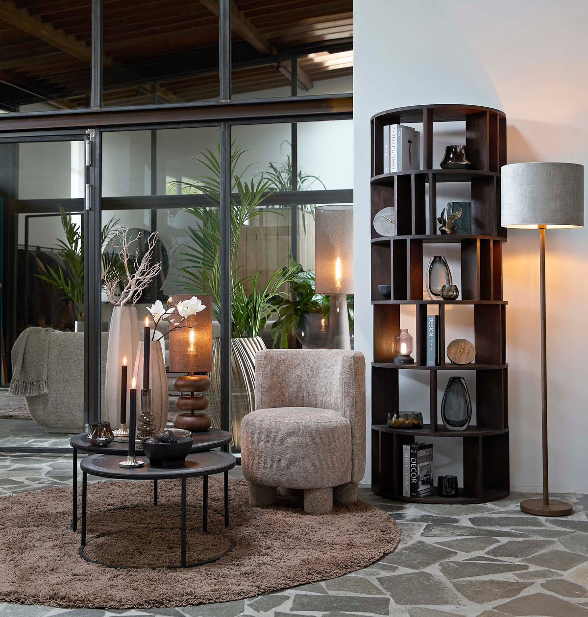 Floor lamp 25x148,5 cm WASHINGTON wood print dark brown