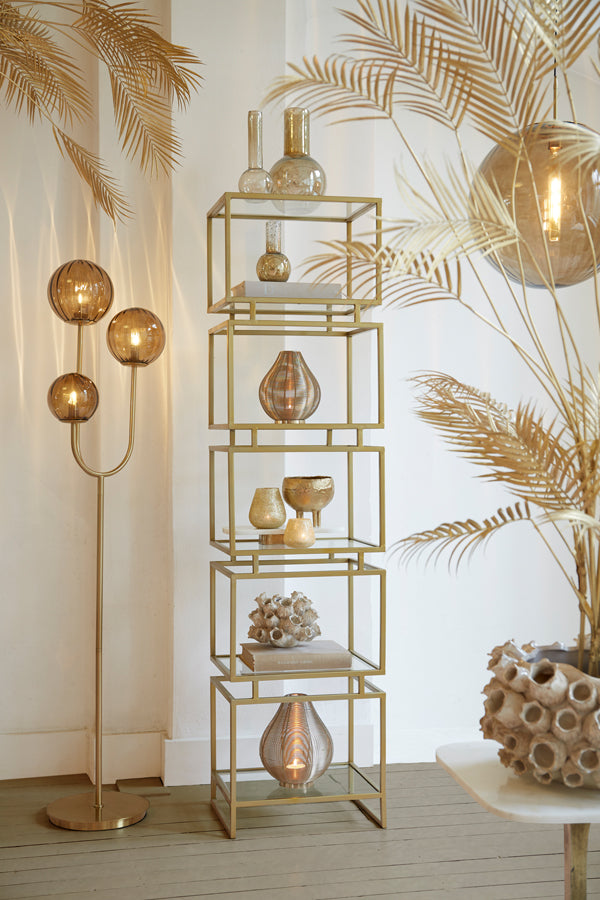Floor lamp 3L E14 38x20x162 cm MAGDALA glass brown+gold