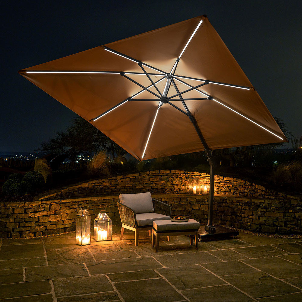 Glow Challenger T2 3m Square Taupe Parasol