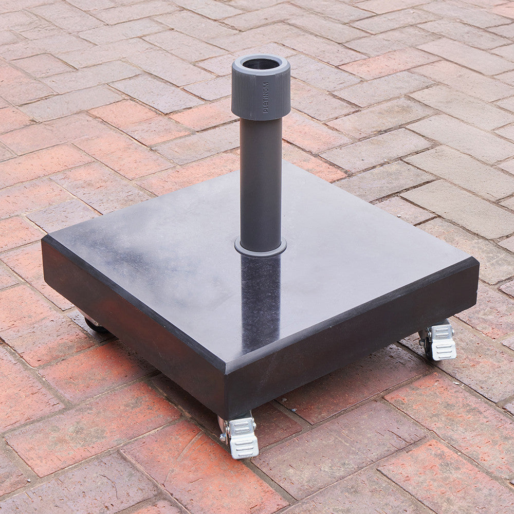 Rome Polished Black Granite 40KG Wheeled Parasol Base