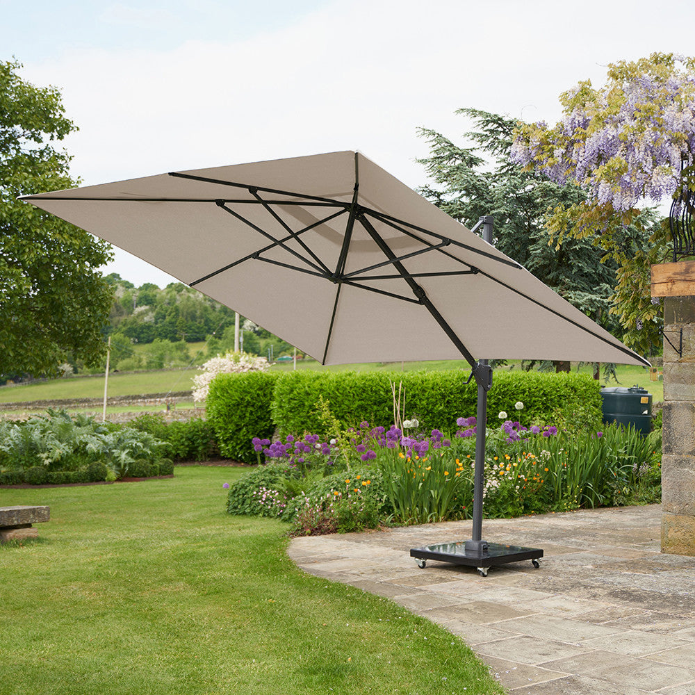 Challenger T2 3.5 x 2.6m Rectangular Premium Champagne Free Arm Parasol