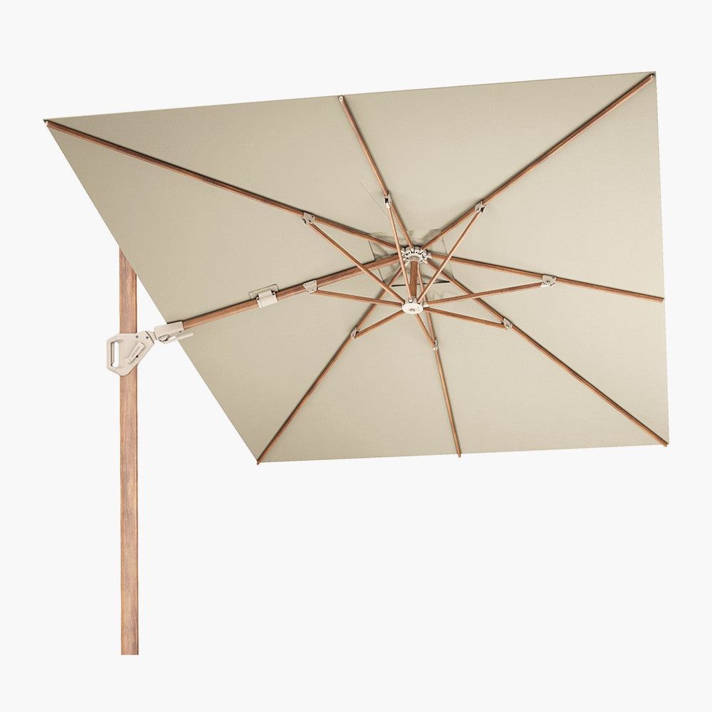Challenger Teak T2 3.5 x 2.6m Rectangular Premium Champagne Free Arm Parasol