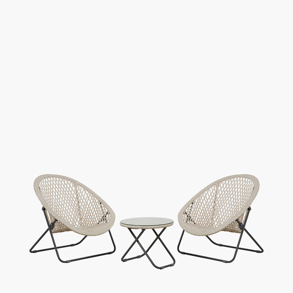 Tobs Outdoor Cream Foldable Loungers Set