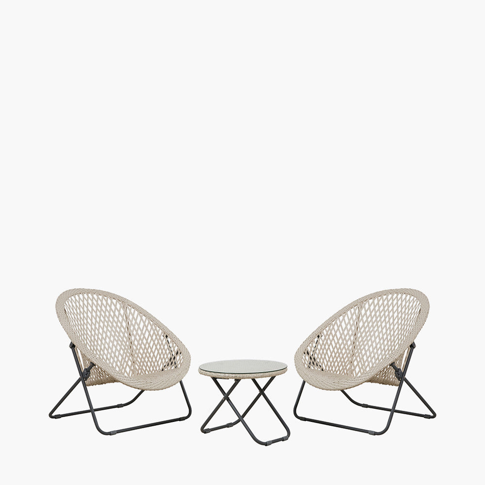 Tobs Outdoor Cream Foldable Loungers Set