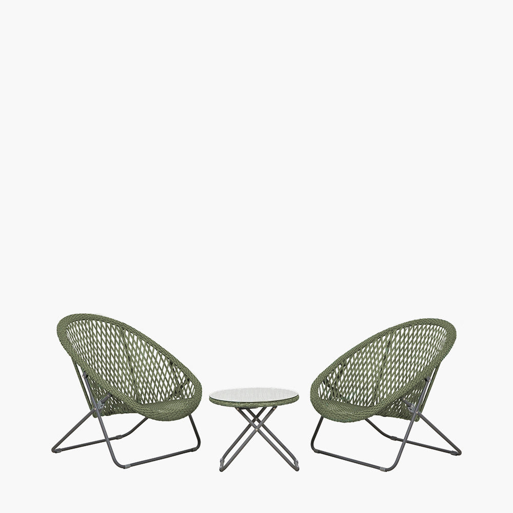 Tobs Outdoor Green Foldable Loungers Set