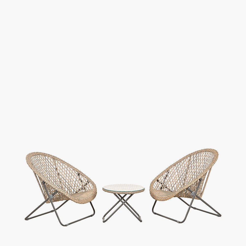 Tobs Outdoor Grey Foldable Loungers Set