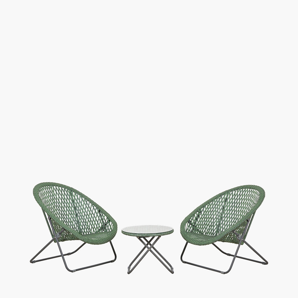 Tobs Outdoor Green Foldable Loungers Set