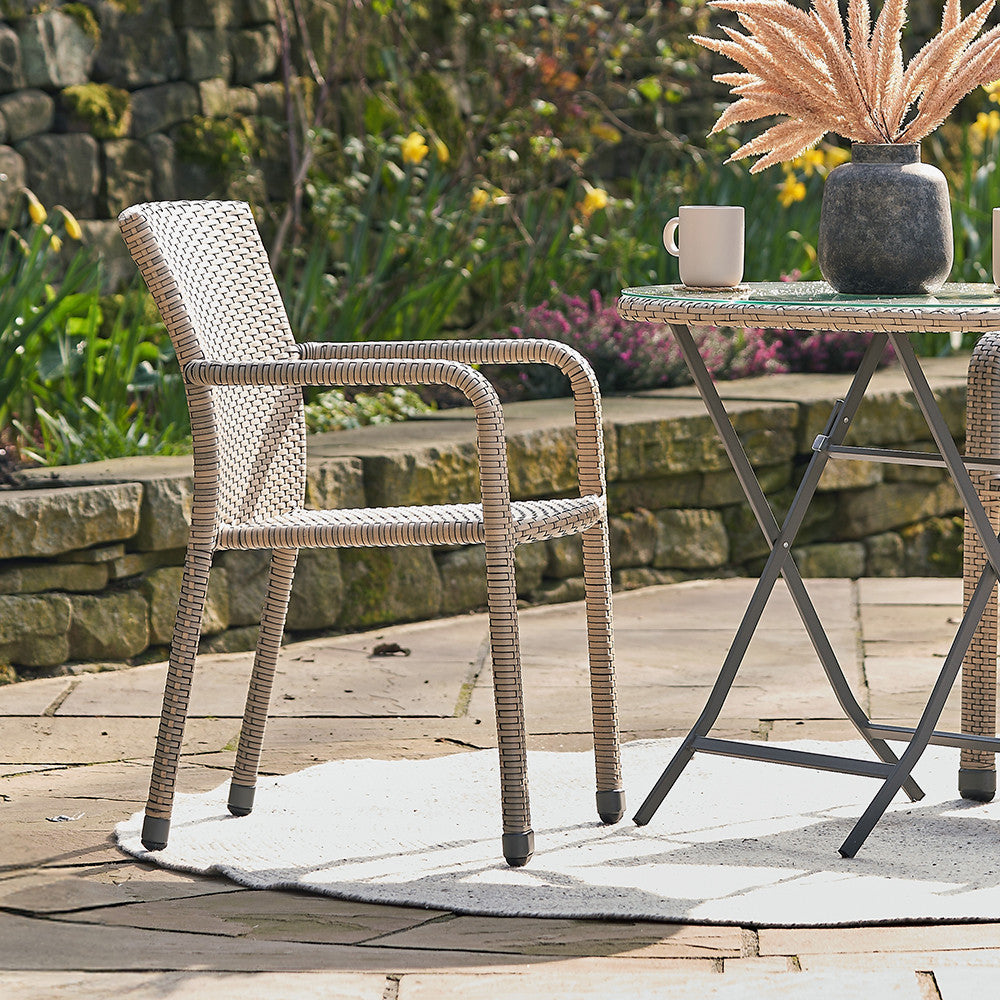 Tobs Outdoor Grey Synthetic Rattan Stacking Chair