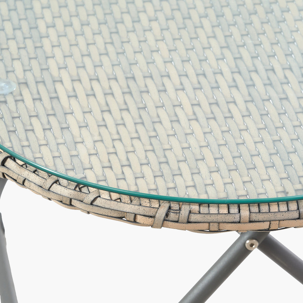 Tobs Outdoor Grey Synthetic Rattan Oval Lounger Table