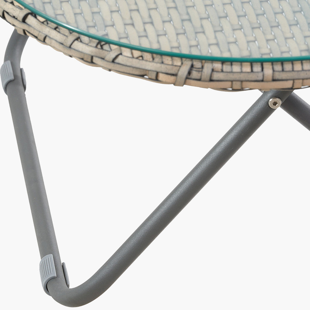 Tobs Outdoor Grey Synthetic Rattan Oval Lounger Table