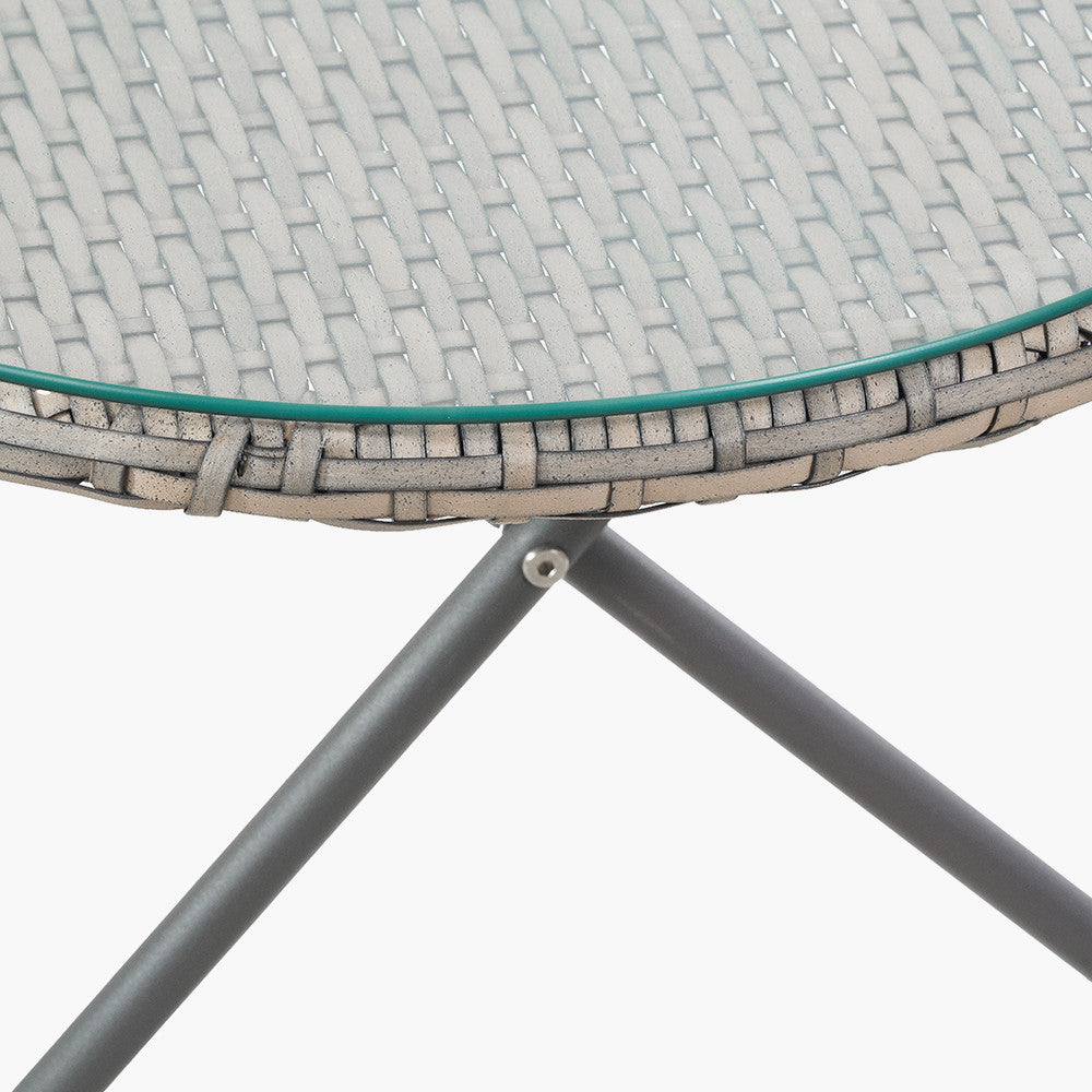 Tobs Outdoor Grey Synthetic Rattan Oval Lounger Table