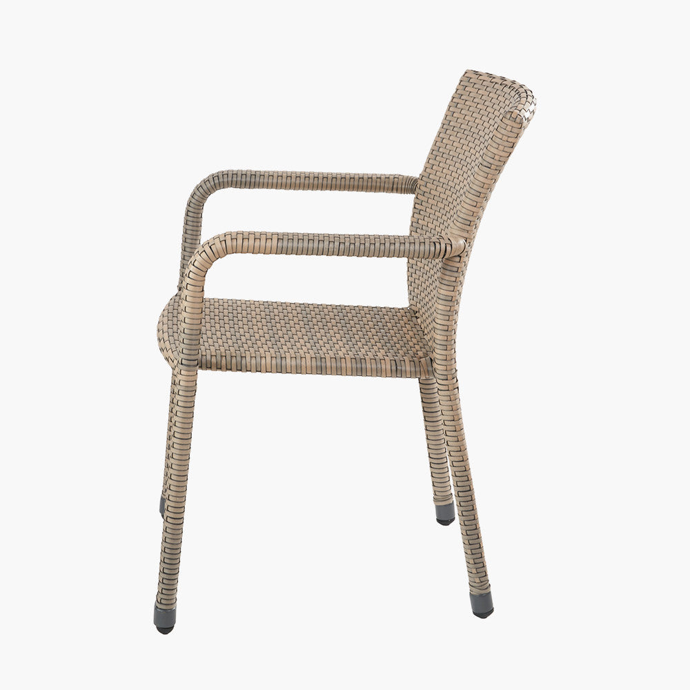 Tobs Outdoor Grey Synthetic Rattan Stackable Bistro Set