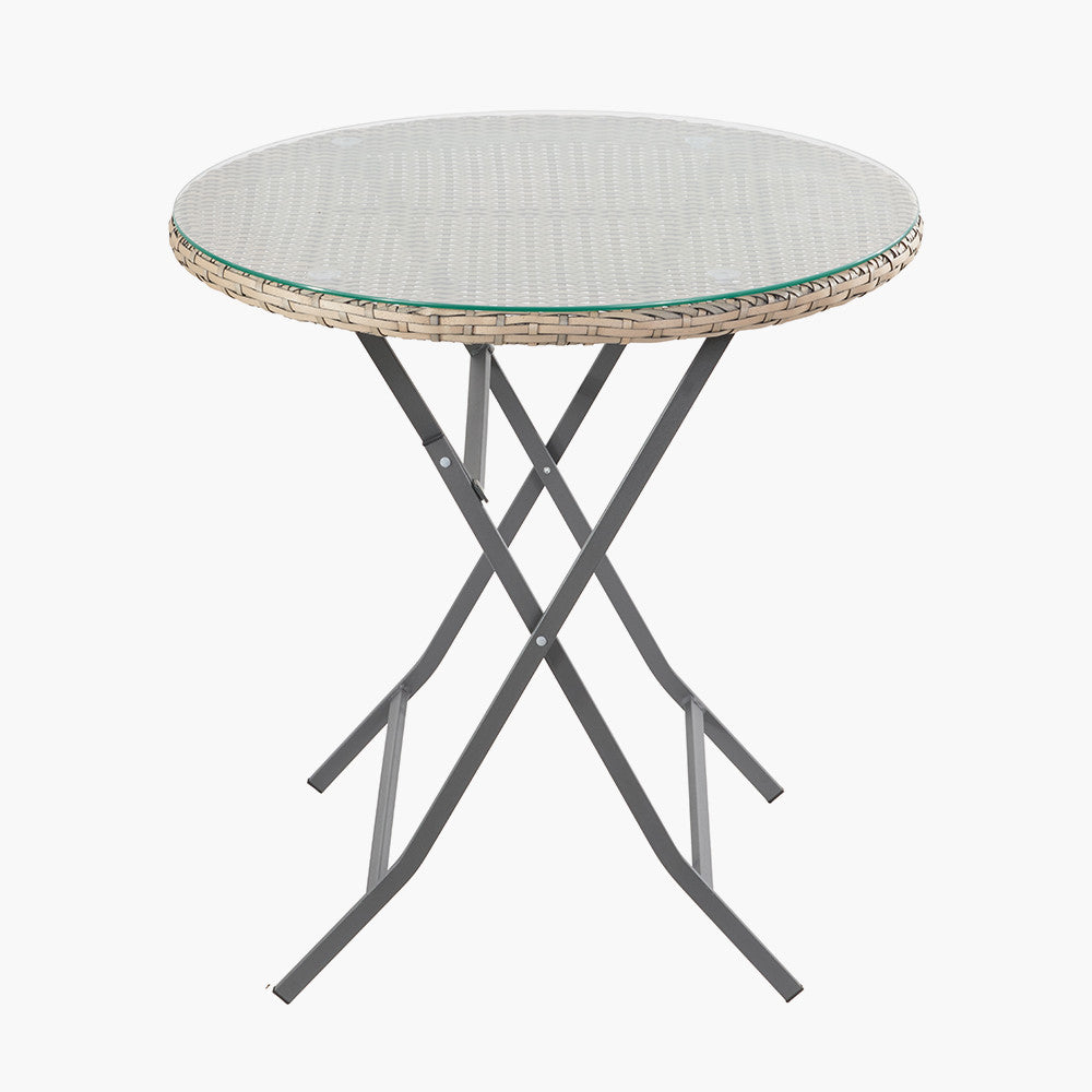 Tobs Outdoor Grey Synthetic Rattan Stackable Bistro Set