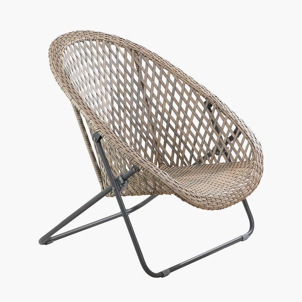 Tobs Outdoor Grey Foldable Loungers Set with Oval Table