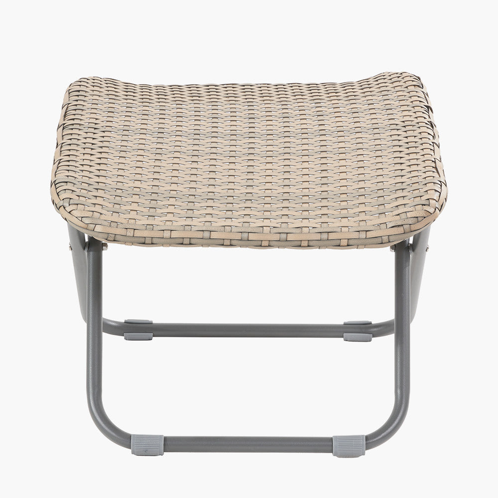 Tobs Outdoor Grey Synthetic Rattan Folding Footstool