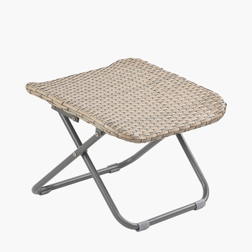 Tobs Outdoor Grey Synthetic Rattan Folding Footstool