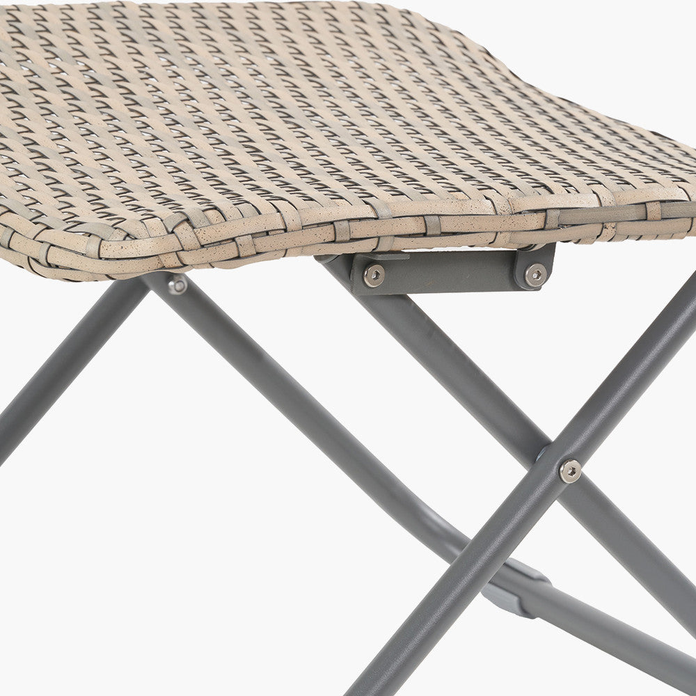 Tobs Outdoor Grey Synthetic Rattan Folding Footstool