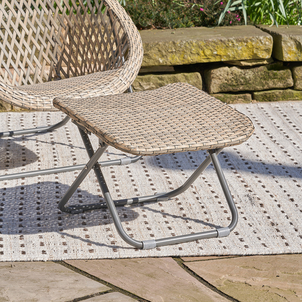 Tobs Outdoor Grey Synthetic Rattan Folding Footstool