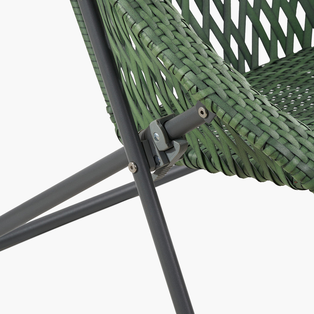 Tobs Outdoor Green Synthetic Rattan Lounger Chair