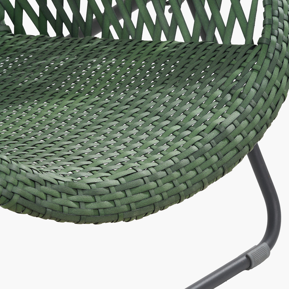 Tobs Outdoor Green Synthetic Rattan Lounger Chair