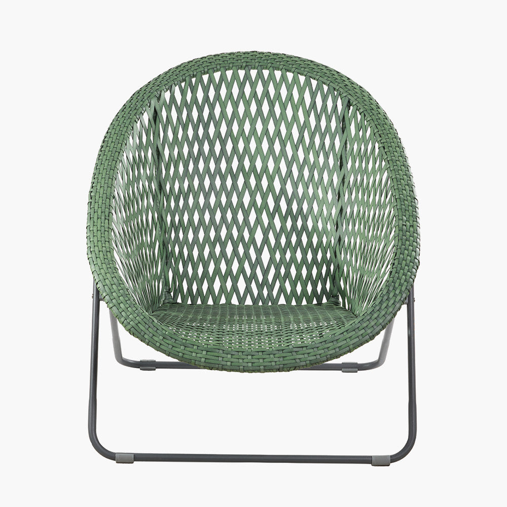 Tobs Outdoor Green Synthetic Rattan Lounger Chair