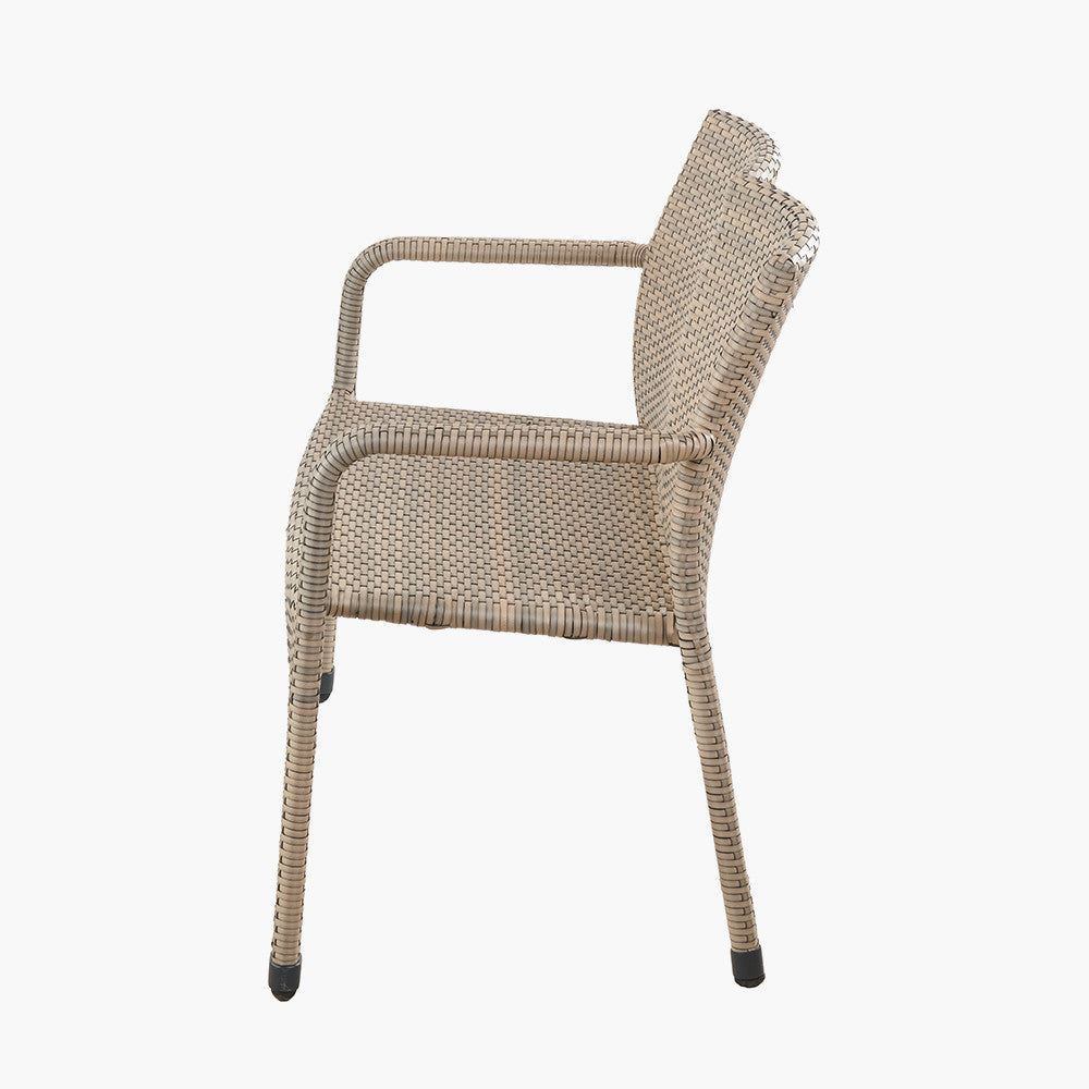Tobs Outdoor Grey Synthetic Rattan Stacking Bench