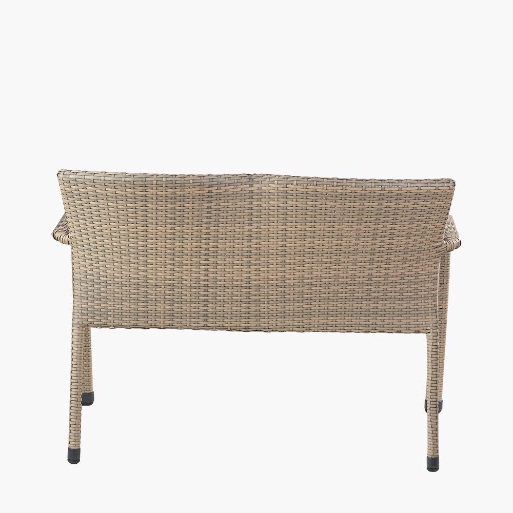 Tobs Outdoor Grey Synthetic Rattan Stacking Bench