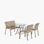 Tobs Outdoor Grey Synthetic Rattan Bench & Two Armchairs Bistro Set