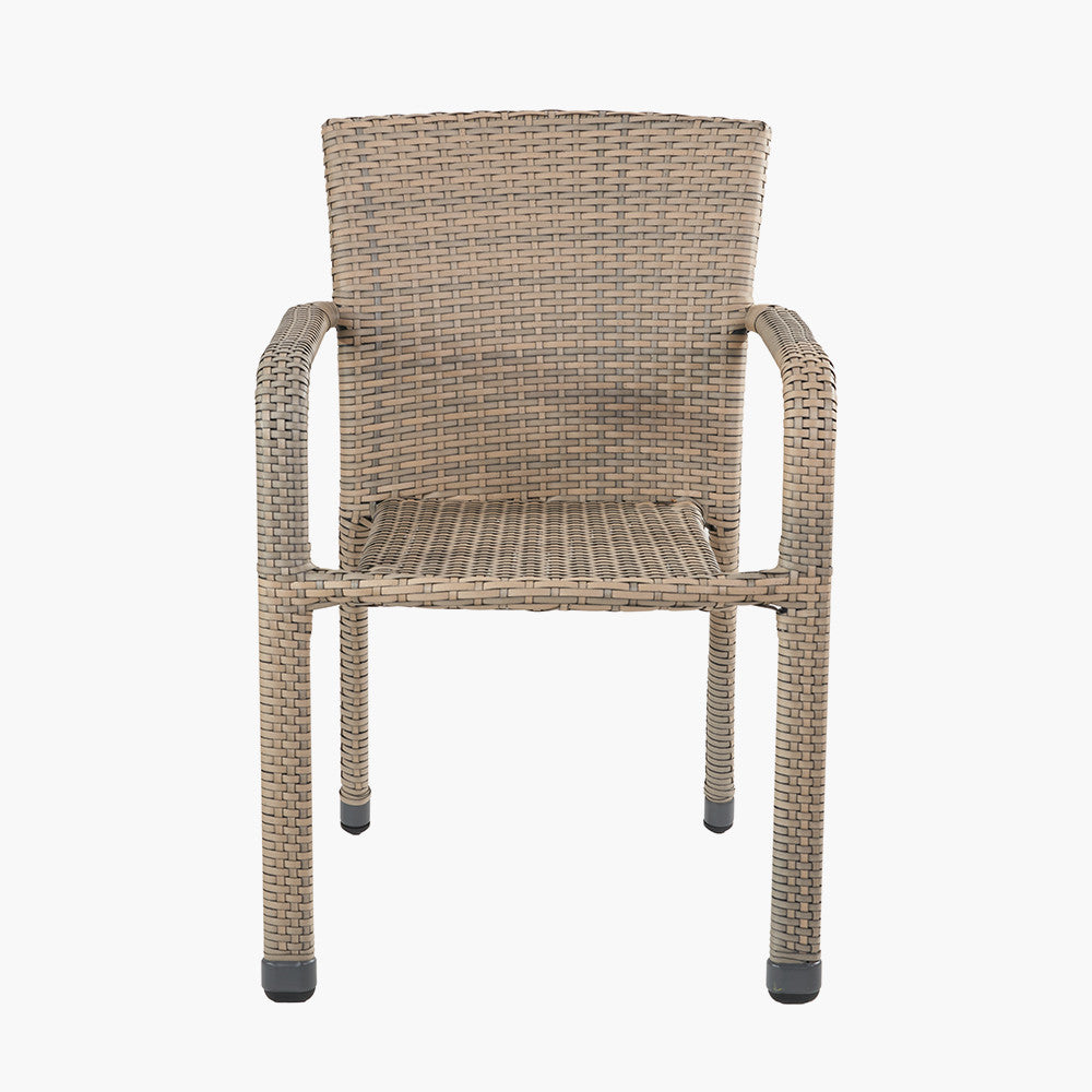 Tobs Outdoor Grey Synthetic Rattan Bench & Two Armchairs Bistro Set