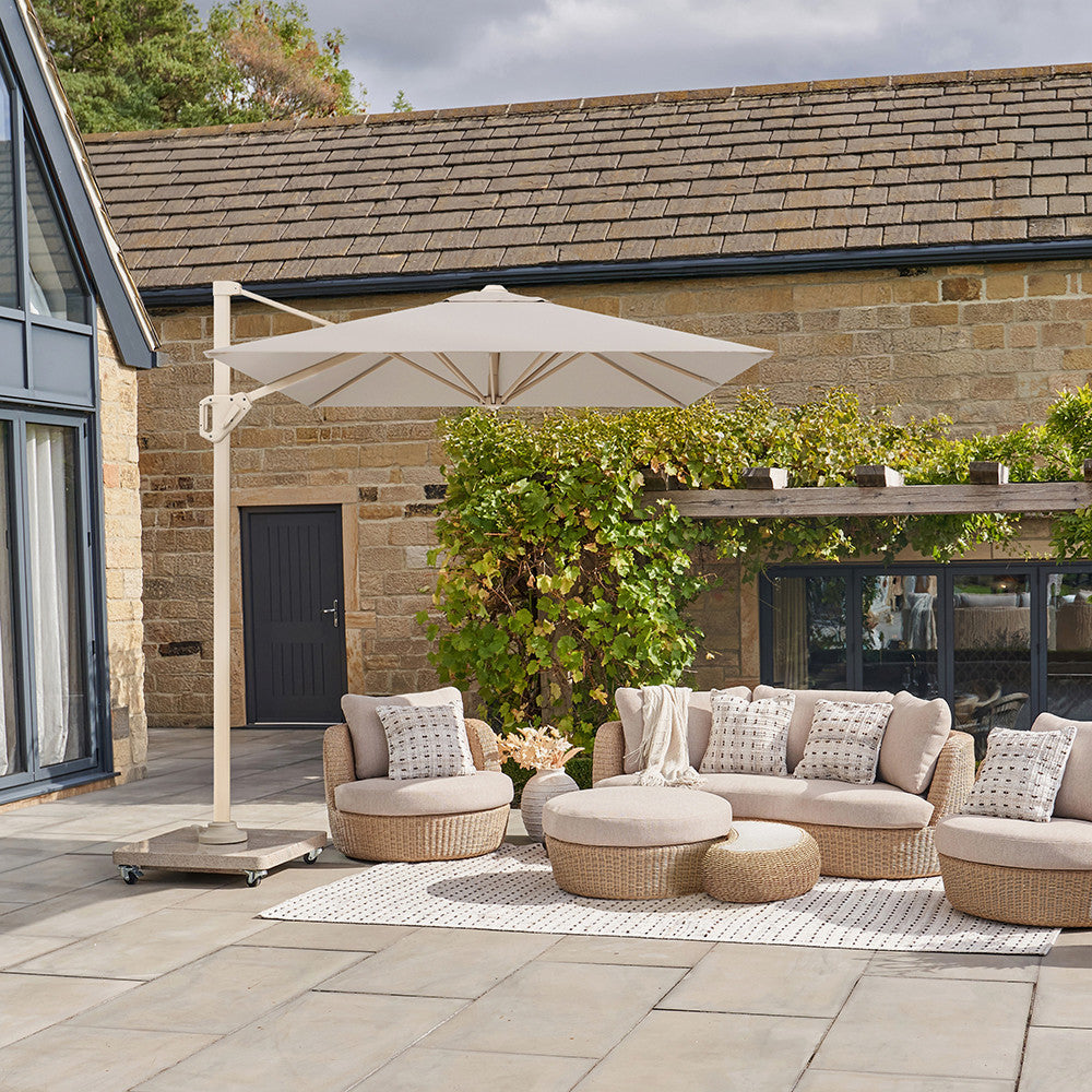 Voyager T1 3m x 2m Rectangular Sandstone / Champagne Free Arm Parasol