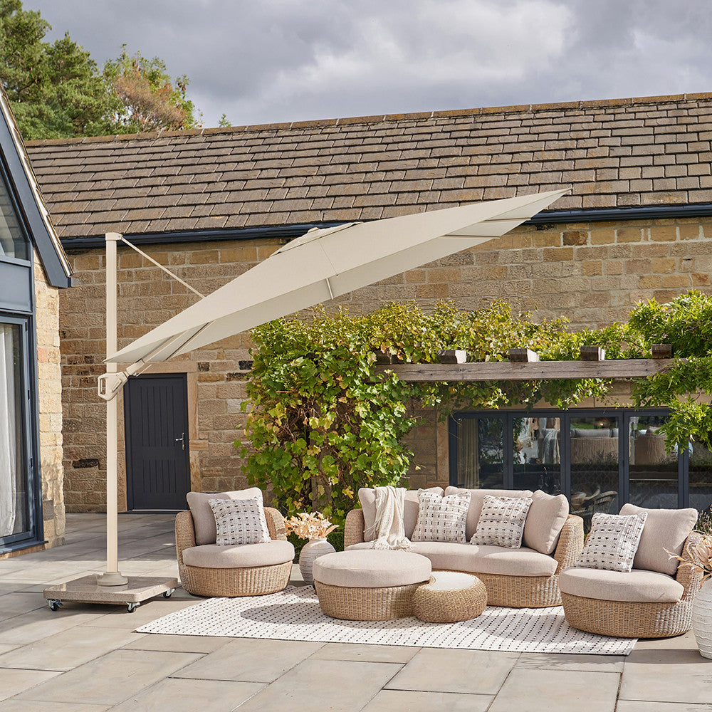 Challenger T2 2.6 x 3.5m Rectangular Premium Sandstone / Champagne Free Arm Parasol