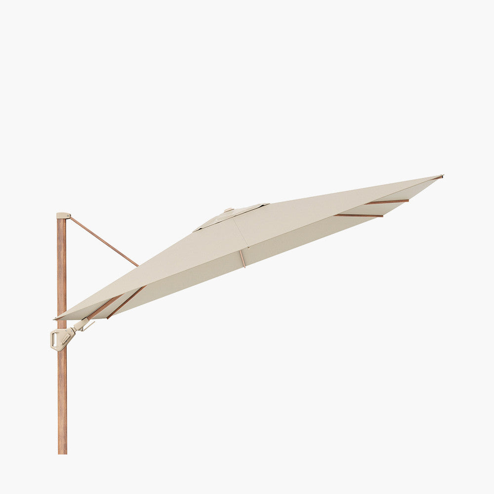 Challenger Teak T2 2.6 x 3.5m Rectangular Premium Champagne Free Arm Parasol