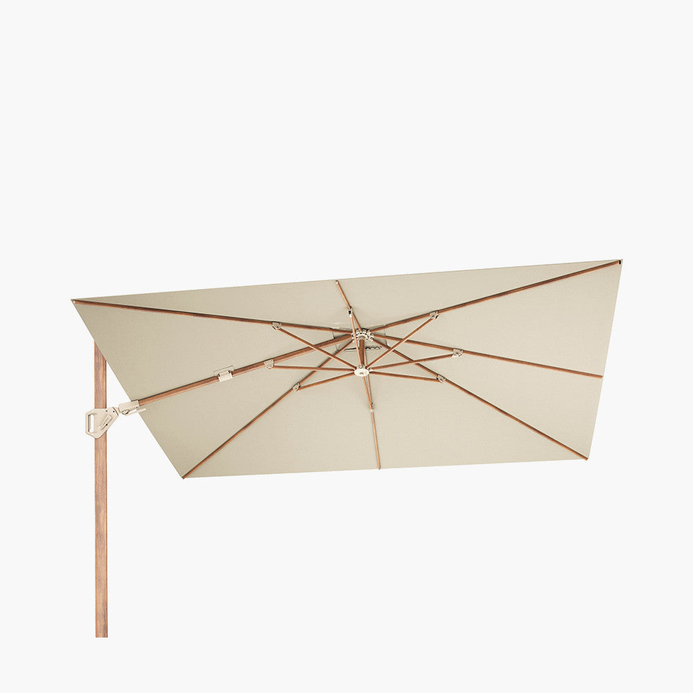 Challenger Teak T2 2.6 x 3.5m Rectangular Premium Champagne Free Arm Parasol