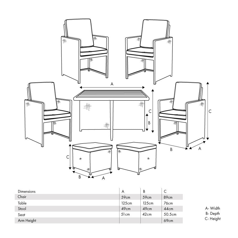 Stone Grey Bermuda Cube Set with Ceramic Top