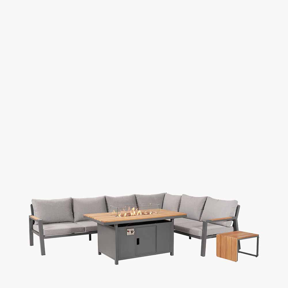 Stockholm Anthracite Corner Set with Fire Pit Table