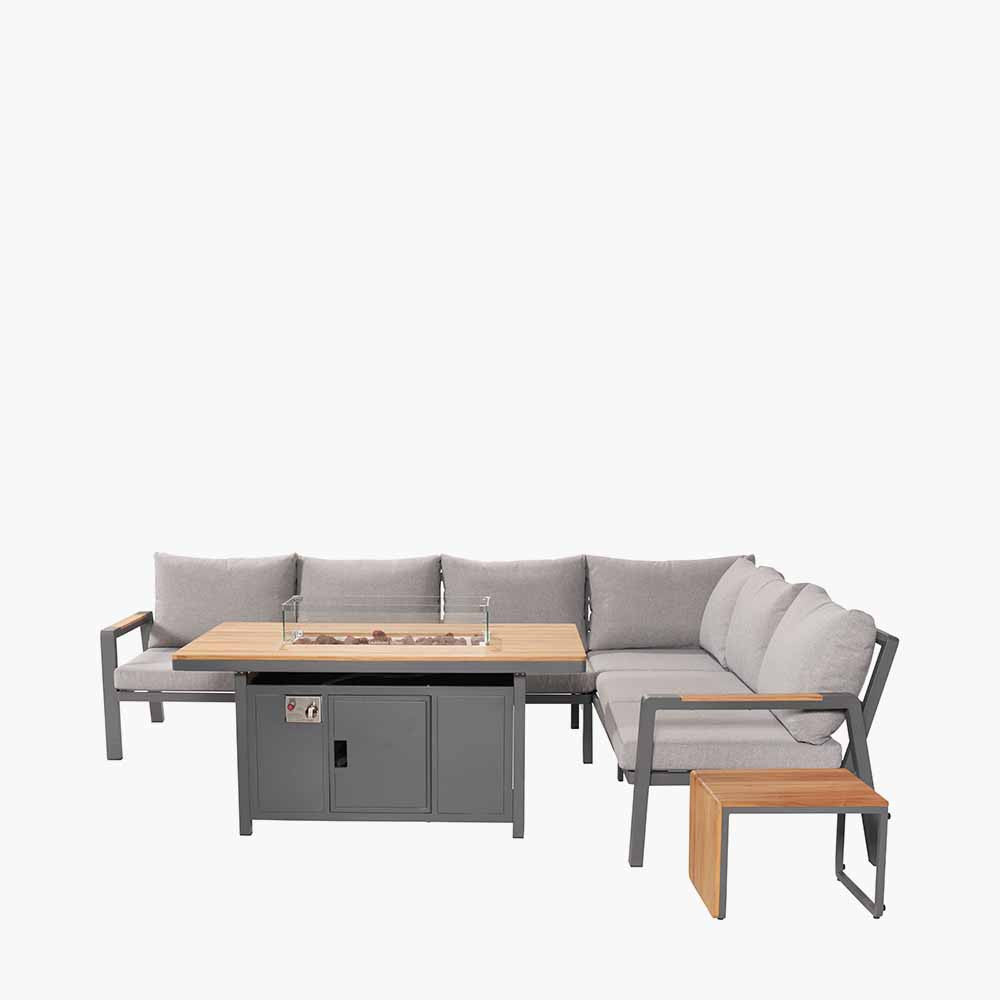 Stockholm Anthracite Corner Set with Fire Pit Table