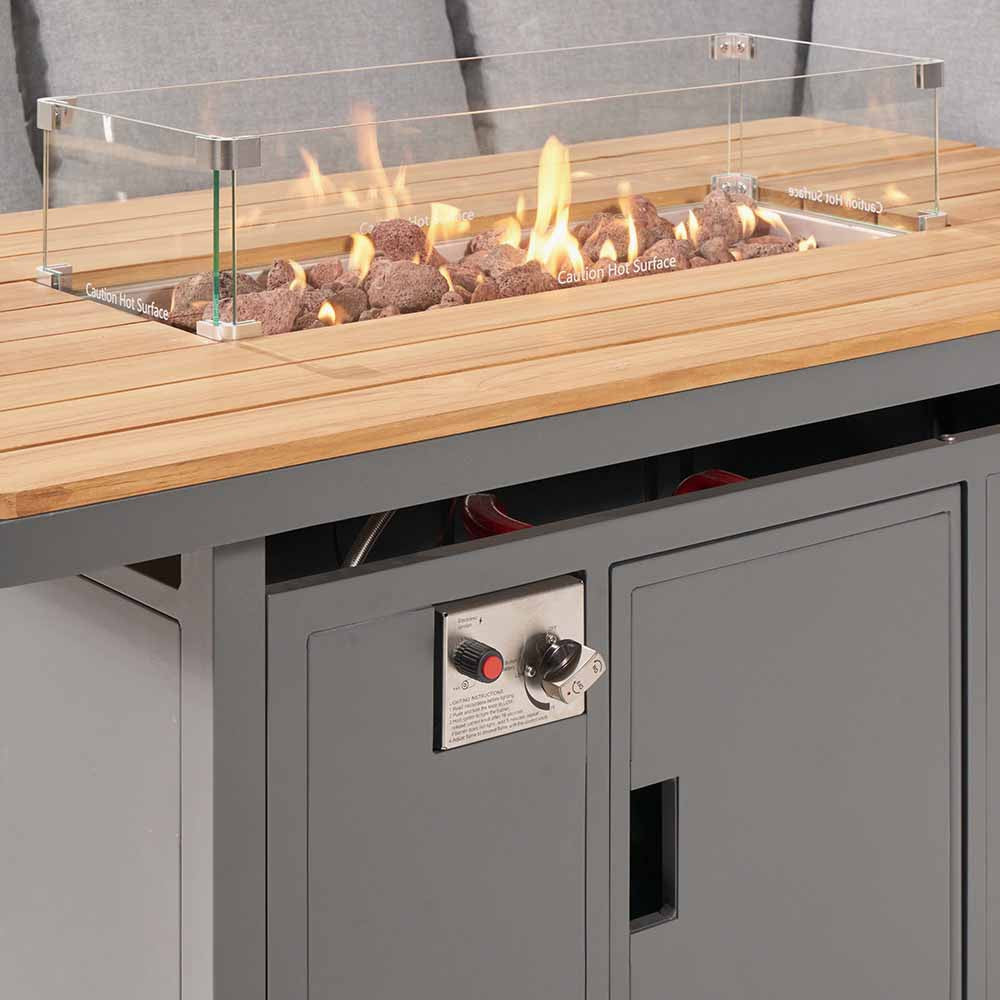 Stockholm Anthracite Corner Set with Fire Pit Table