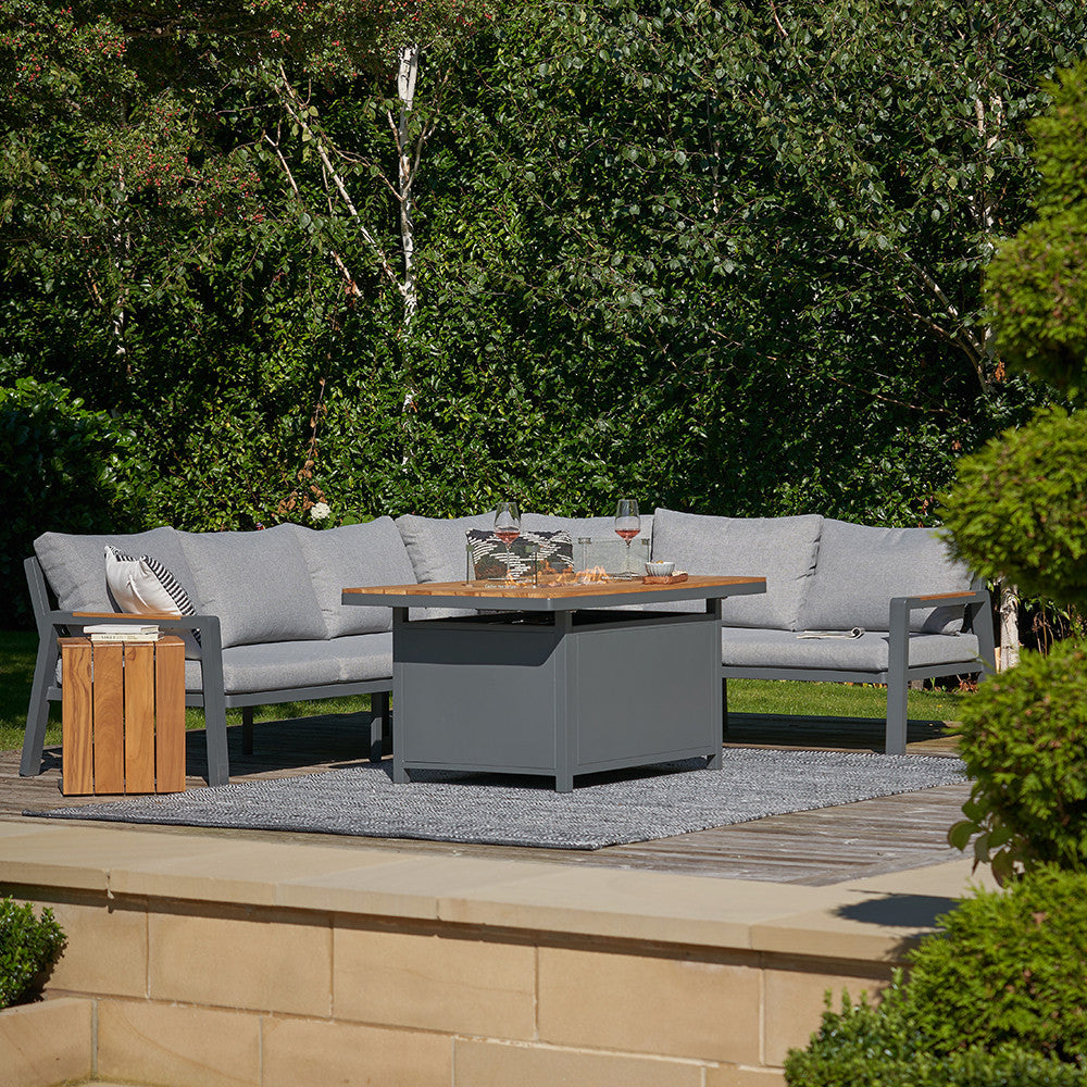 Stockholm Anthracite Corner Set with Fire Pit Table