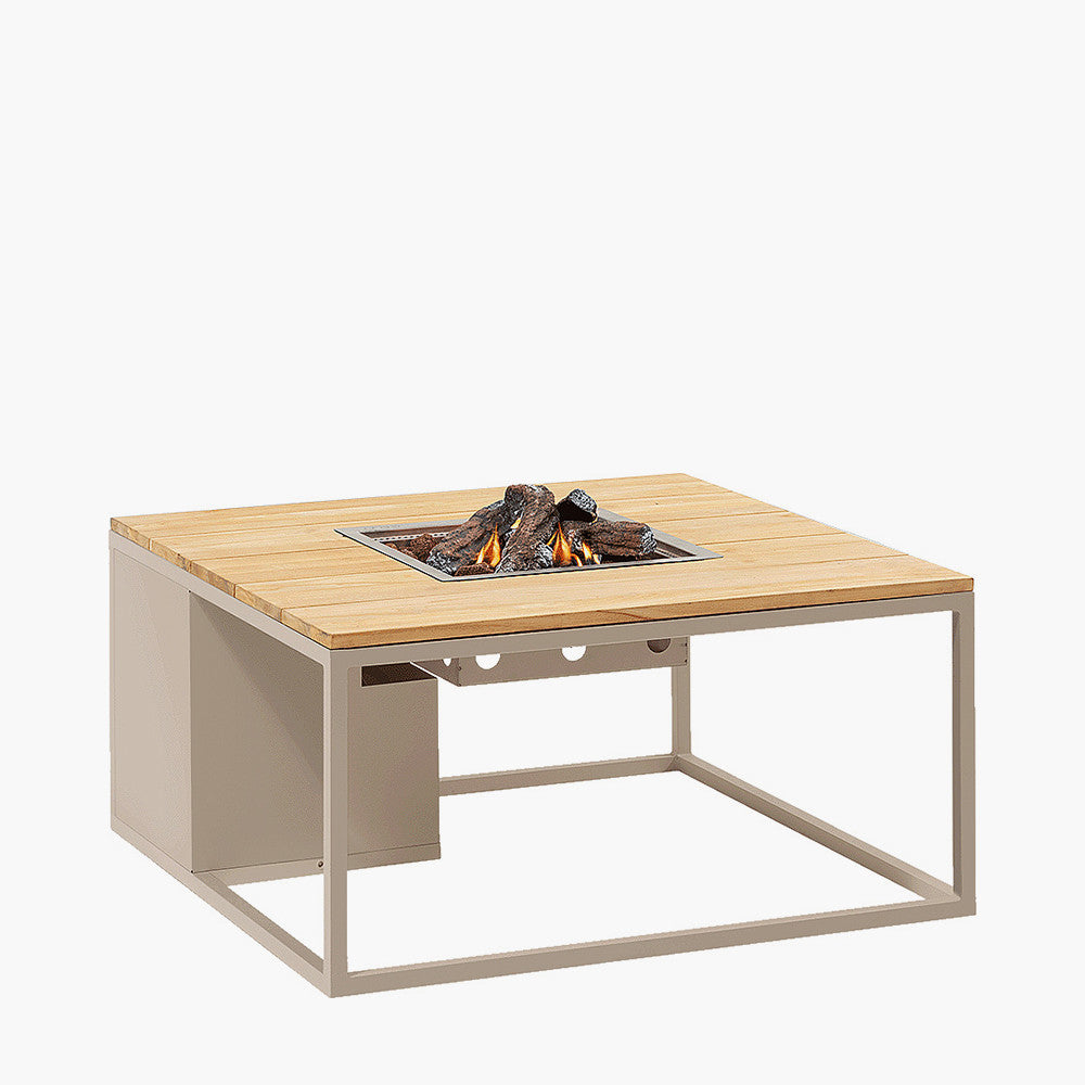 Cosiloft 100 Sandy Beige and Teak Fire Pit Table