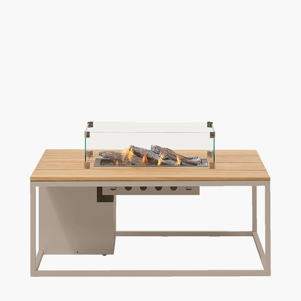 Cosiloft 120 Sandy Beige and Teak Fire Pit Table