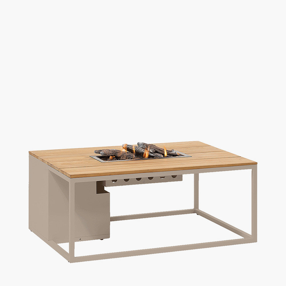 Cosiloft 120 Sandy Beige and Teak Fire Pit Table
