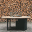 Cosiloft 120 Round Fire Pit Black and Teak