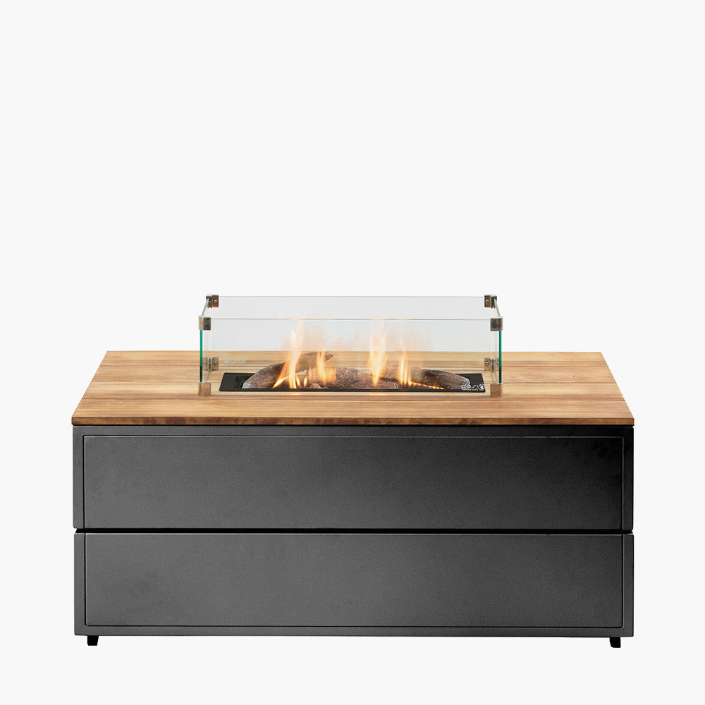 Cosipure 120 Rectangular Fire Pit Black and Teak