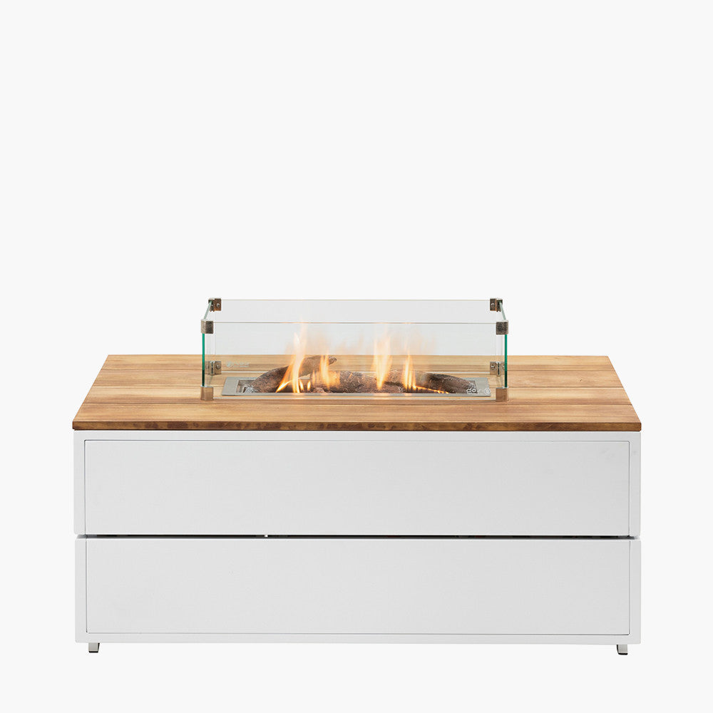 Cosipure 120 Rectangular Fire Pit White and Teak