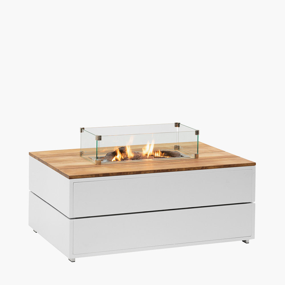 Cosipure 120 Rectangular Fire Pit White and Teak